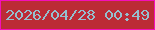 文字の大きさ：1、枠の色：f40fba、背景の色：bc2b36、文字の色：95bfce 無料ブログパーツのブログ時計