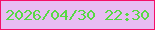 文字の大きさ：1、枠の色：f41068、背景の色：e8bcf3、文字の色：57d945 無料ブログパーツのブログ時計
