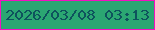 文字の大きさ：5、枠の色：f410c1、背景の色：2ba772、文字の色：0e535d 無料ブログパーツのブログ時計