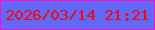 文字の大きさ：3、枠の色：f410cc、背景の色：6269f8、文字の色：fc0312 無料ブログパーツのブログ時計