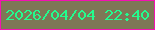 文字の大きさ：1、枠の色：f411b2、背景の色：7e7756、文字の色：23fc8e 無料ブログパーツのブログ時計