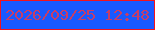 文字の大きさ：2、枠の色：f4121b、背景の色：1959ff、文字の色：c83d67 無料ブログパーツのブログ時計