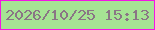 文字の大きさ：5、枠の色：f414e4、背景の色：a6e394、文字の色：8a7585 無料ブログパーツのブログ時計