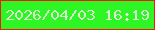 文字の大きさ：4、枠の色：f4170e、背景の色：2ef524、文字の色：d6f0cd 無料ブログパーツのブログ時計