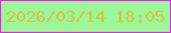 文字の大きさ：3、枠の色：f418fc、背景の色：9cf796、文字の色：d4c24a 無料ブログパーツのブログ時計