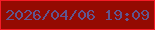文字の大きさ：4、枠の色：f41b26、背景の色：940a02、文字の色：60568e 無料ブログパーツのブログ時計