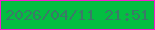 文字の大きさ：2、枠の色：f41ecd、背景の色：04be41、文字の色：3b7a67 無料ブログパーツのブログ時計