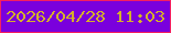 文字の大きさ：2、枠の色：f41f60、背景の色：7a00dd、文字の色：d5b02a 無料ブログパーツのブログ時計
