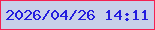 文字の大きさ：5、枠の色：f42252、背景の色：c8d0ea、文字の色：231dde 無料ブログパーツのブログ時計