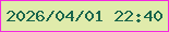 文字の大きさ：1、枠の色：f427e0、背景の色：e0ebab、文字の色：19654b 無料ブログパーツのブログ時計