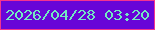 文字の大きさ：2、枠の色：f4338f、背景の色：6805d8、文字の色：73e8c2 無料ブログパーツのブログ時計