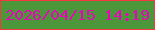 文字の大きさ：1、枠の色：f43740、背景の色：4b973a、文字の色：e805b9 無料ブログパーツのブログ時計