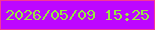 文字の大きさ：2、枠の色：f43798、背景の色：bd06ff、文字の色：97e842 無料ブログパーツのブログ時計