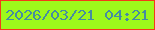文字の大きさ：2、枠の色：f43918、背景の色：9df81b、文字の色：458da1 無料ブログパーツのブログ時計