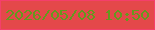 文字の大きさ：1、枠の色：f43f6b、背景の色：e4484a、文字の色：64991e 無料ブログパーツのブログ時計