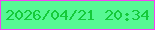 文字の大きさ：2、枠の色：f442f3、背景の色：57f894、文字の色：15ca3a 無料ブログパーツのブログ時計