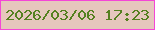文字の大きさ：4、枠の色：f447d6、背景の色：e6c7bd、文字の色：558020 無料ブログパーツのブログ時計