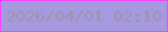 文字の大きさ：5、枠の色：f447f9、背景の色：a599e0、文字の色：9f95ab 無料ブログパーツのブログ時計