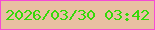 文字の大きさ：1、枠の色：f44bd4、背景の色：e9bfa2、文字の色：35d908 無料ブログパーツのブログ時計