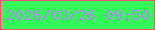 文字の大きさ：2、枠の色：f45274、背景の色：33f758、文字の色：ac8aee 無料ブログパーツのブログ時計