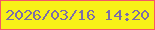文字の大きさ：3、枠の色：f45865、背景の色：f8f118、文字の色：7c6da8 無料ブログパーツのブログ時計