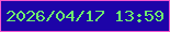 文字の大きさ：2、枠の色：f458ce、背景の色：1d04a8、文字の色：6eee6d 無料ブログパーツのブログ時計