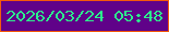 文字の大きさ：1、枠の色：f45a0a、背景の色：600289、文字の色：2cf08d 無料ブログパーツのブログ時計
