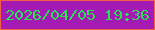 文字の大きさ：4、枠の色：f45e48、背景の色：a41ab4、文字の色：2ce055 無料ブログパーツのブログ時計