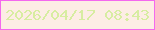 文字の大きさ：4、枠の色：f469ee、背景の色：fdede5、文字の色：d7eda1 無料ブログパーツのブログ時計