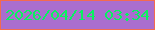 文字の大きさ：4、枠の色：f46a4f、背景の色：aa6ece、文字の色：08f260 無料ブログパーツのブログ時計