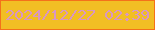 文字の大きさ：3、枠の色：f4711a、背景の色：f2be24、文字の色：d997c2 無料ブログパーツのブログ時計