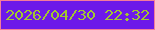 文字の大きさ：1、枠の色：f47c9b、背景の色：6d19e9、文字の色：a2c630 無料ブログパーツのブログ時計