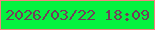 文字の大きさ：4、枠の色：f4817f、背景の色：05f23f、文字の色：733d5a 無料ブログパーツのブログ時計