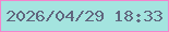 文字の大きさ：5、枠の色：f484cc、背景の色：a4e4df、文字の色：60667e 無料ブログパーツのブログ時計