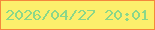 文字の大きさ：5、枠の色：f4883c、背景の色：fcef6c、文字の色：8bd789 無料ブログパーツのブログ時計
