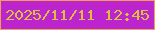 文字の大きさ：4、枠の色：f49d56、背景の色：bc24ce、文字の色：dabf40 無料ブログパーツのブログ時計