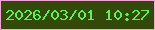 文字の大きさ：4、枠の色：f4a3d7、背景の色：334908、文字の色：5bf637 無料ブログパーツのブログ時計