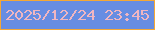 文字の大きさ：4、枠の色：f4a836、背景の色：678de2、文字の色：f0b6c1 無料ブログパーツのブログ時計