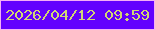 文字の大きさ：5、枠の色：f4aff6、背景の色：6301fe、文字の色：d1d574 無料ブログパーツのブログ時計