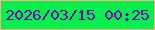 文字の大きさ：1、枠の色：f4b486、背景の色：08ee4c、文字の色：790bac 無料ブログパーツのブログ時計