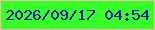 文字の大きさ：5、枠の色：f4baac、背景の色：36ff28、文字の色：270eb3 無料ブログパーツのブログ時計