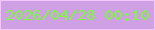 文字の大きさ：5、枠の色：f4c7fc、背景の色：cfa0e4、文字の色：7af83e 無料ブログパーツのブログ時計