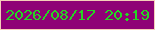 文字の大きさ：2、枠の色：f4ceb9、背景の色：8f0176、文字の色：25d623 無料ブログパーツのブログ時計