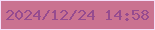 文字の大きさ：3、枠の色：f4ddf8、背景の色：ca7291、文字の色：974b8f 無料ブログパーツのブログ時計