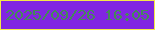 文字の大きさ：2、枠の色：f4e946、背景の色：8125e1、文字の色：448959 無料ブログパーツのブログ時計