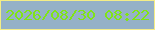 文字の大きさ：1、枠の色：f4ed86、背景の色：95b1c7、文字の色：80e515 無料ブログパーツのブログ時計