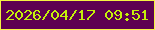 文字の大きさ：1、枠の色：f4f342、背景の色：5e0051、文字の色：c4f10a 無料ブログパーツのブログ時計