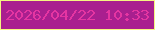 文字の大きさ：1、枠の色：f4f582、背景の色：a91f8f、文字の色：e535a2 無料ブログパーツのブログ時計