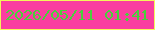 文字の大きさ：4、枠の色：f4f75a、背景の色：fa3ea0、文字の色：48d03c 無料ブログパーツのブログ時計