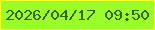 文字の大きさ：2、枠の色：f4ff29、背景の色：9dfd29、文字の色：32622d 無料ブログパーツのブログ時計